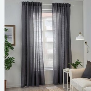 NWOT. IKEA DYTAG Gray Linen Curtains 4 Panels 805.203.51 57x98 Light-Filtering
